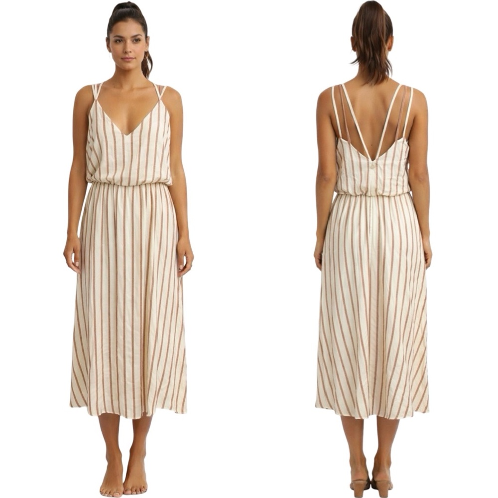 Metallic stripe strappy dress. EUC